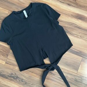 lululemon athletica Black Short Sleeve Tie-Front Tee size 4 excellent condition